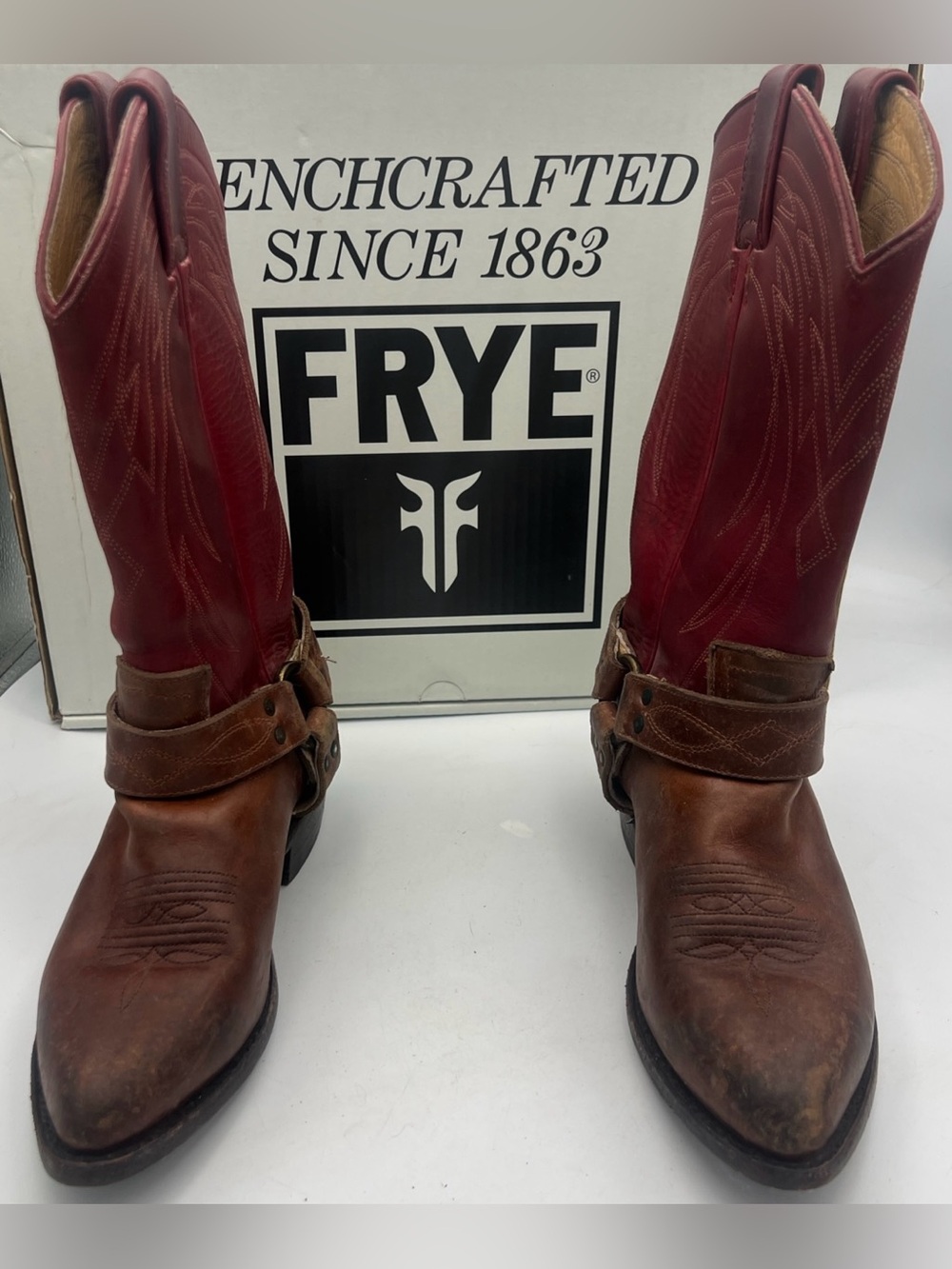 FRYE in Box FRYE Women's Billy Harness Western Boots Burgundy Multi Size 8M - Picture 13 of 14